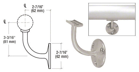 Del Mar Wall Mount Handrail Bracket – Brushed Stainless